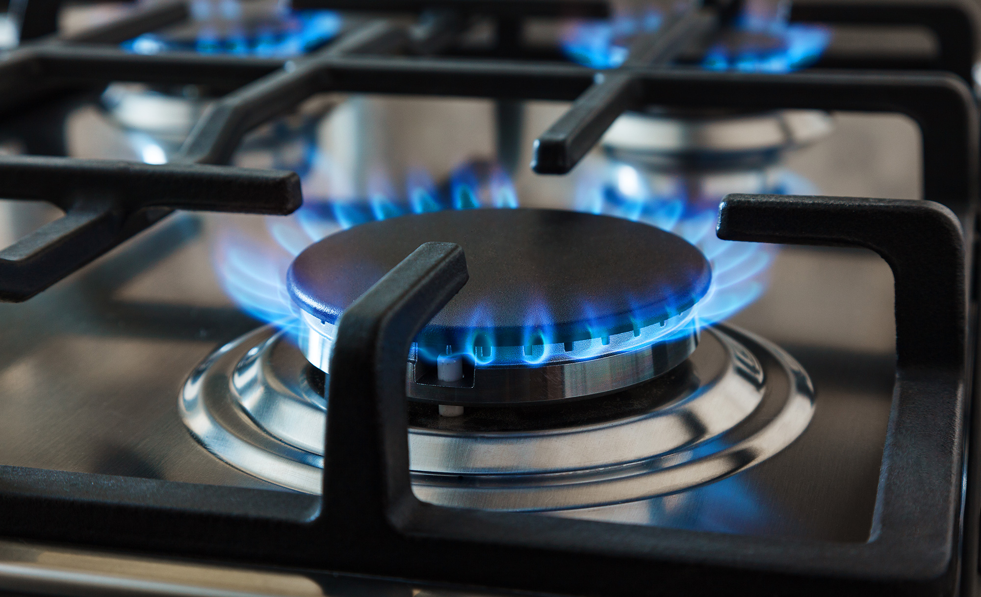 Flame on a natural gas stove.