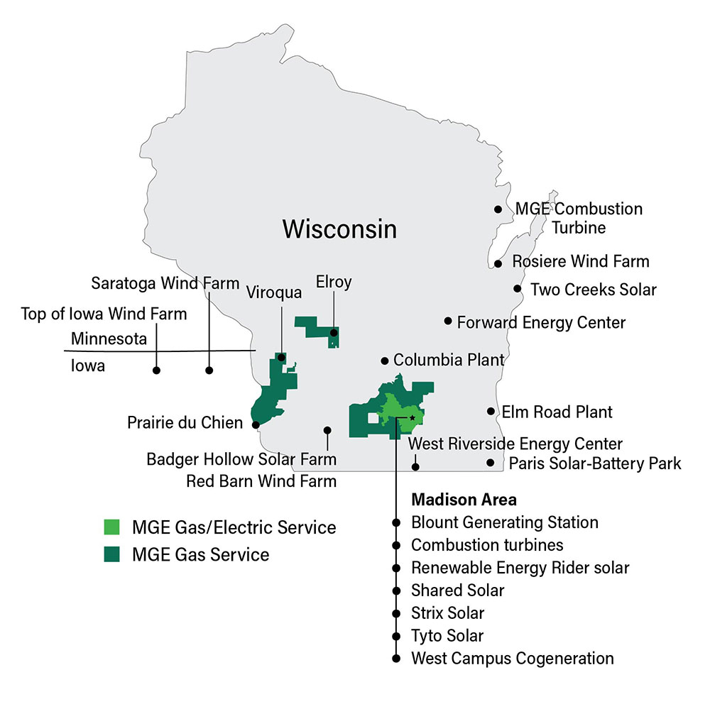 Map of MGE's service area.