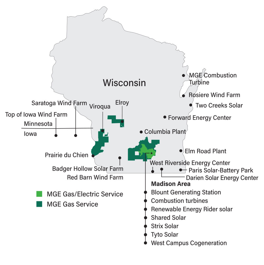 Map of MGE's service area.