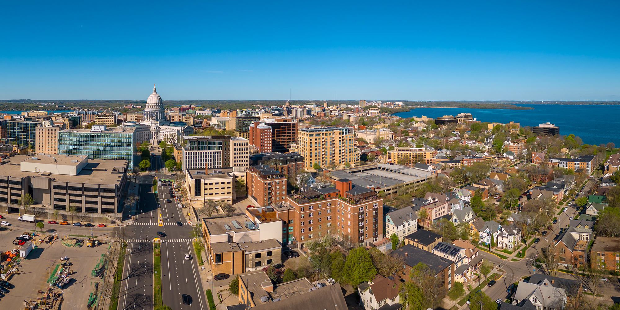 An aerial view of downtown Madison.