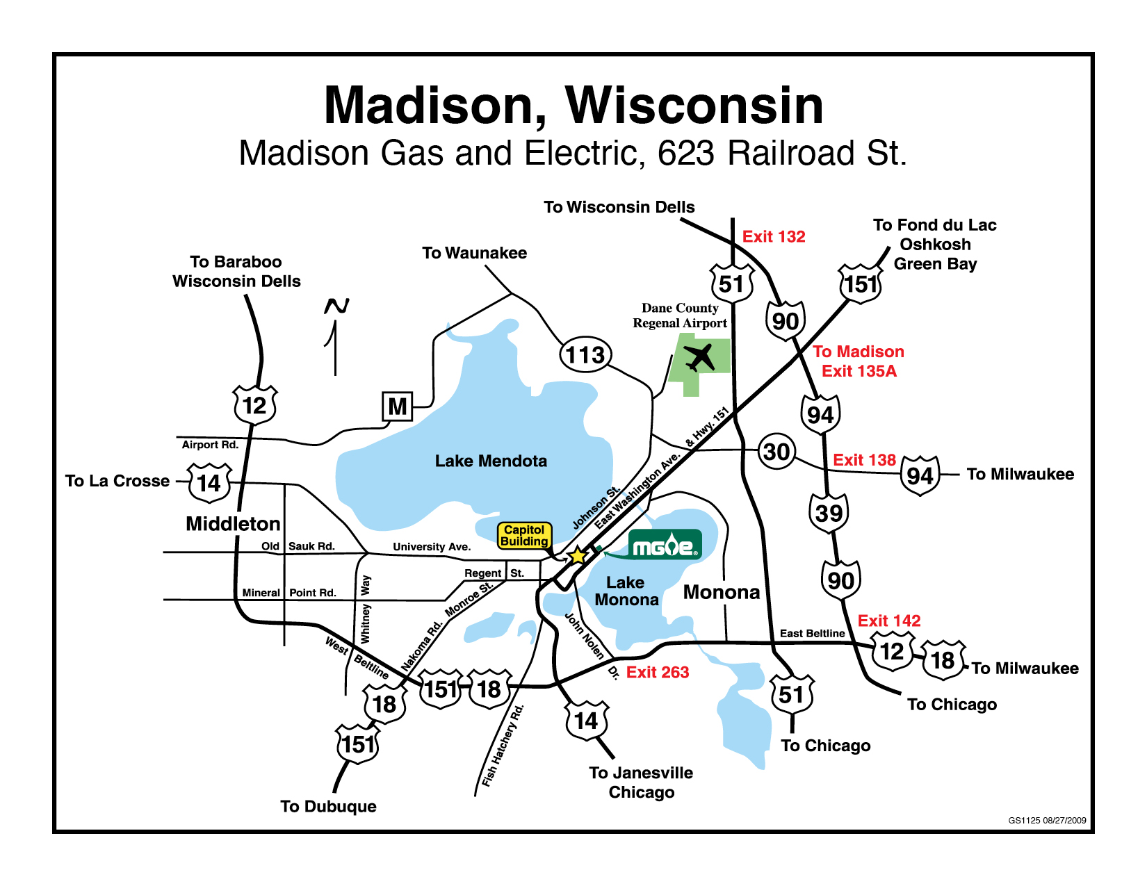 Truck route map to MGE in Madison, Wis.