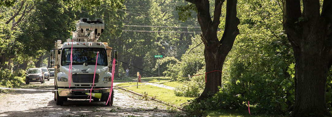 MGE crews respond to downed power lines as a result of tree damage during summer storms.