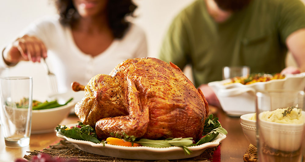 Thanksgiving turkey on the table.