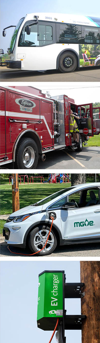 electric bus, electric fire truck, pole-mounted EV charger